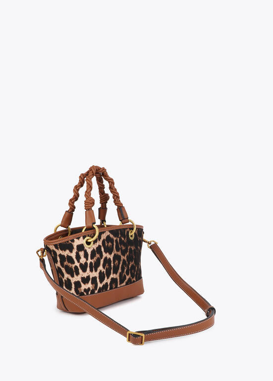 Cartera Lola Casademunt Mini Capazo leopardo y efecto piel
