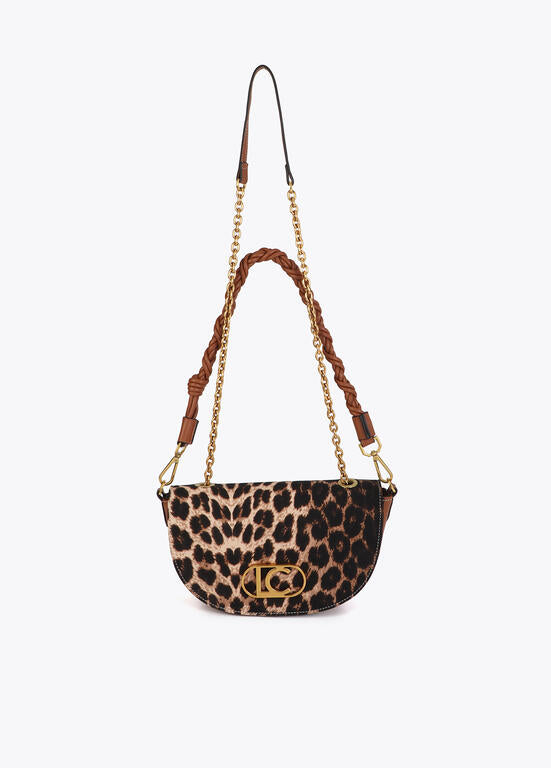 Bolso Lola Casademunt media luna de leopardo y efecto piel