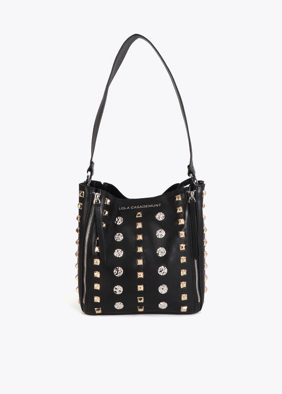 Bolso Lola Casademunt  de hombro con tachas oro y plata