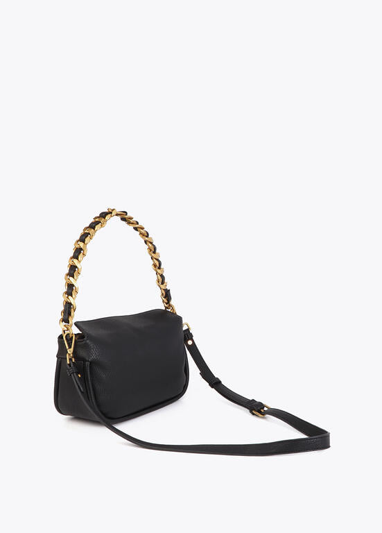 Cartera Lola Casademunt negra animal con detalle cadena dorada