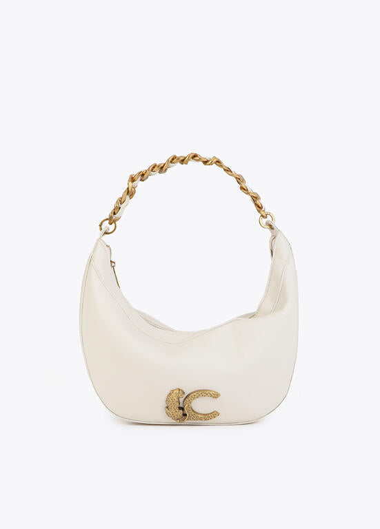 Cartera Lola Casademunt crudo media luna con animal y cadena