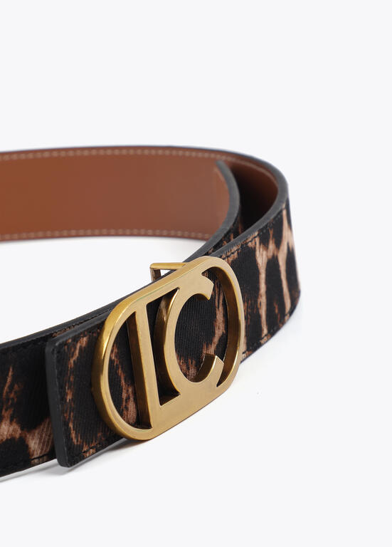 Cinturón Lola Casademunt  reversible animal print hebilla logo ova