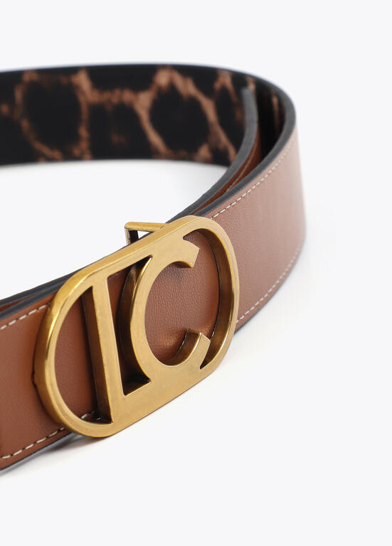 Cinturón Lola Casademunt  reversible animal print hebilla logo ova