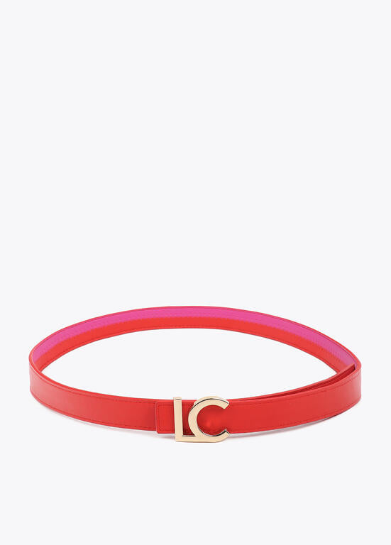 Cinturón Lola Casademunt  reversible bicolor rojo-rosa