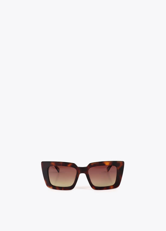 Lentes Lola Casademunt  de sol rectangular con logo leopardo marron
