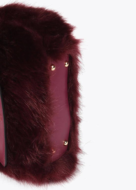 Cartera Lola Casademunt Bandolera Rectangular Peluda Burdeo