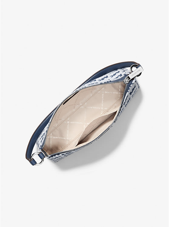 Cartera Michael Kors Pouchette horizontal tela monograma azul