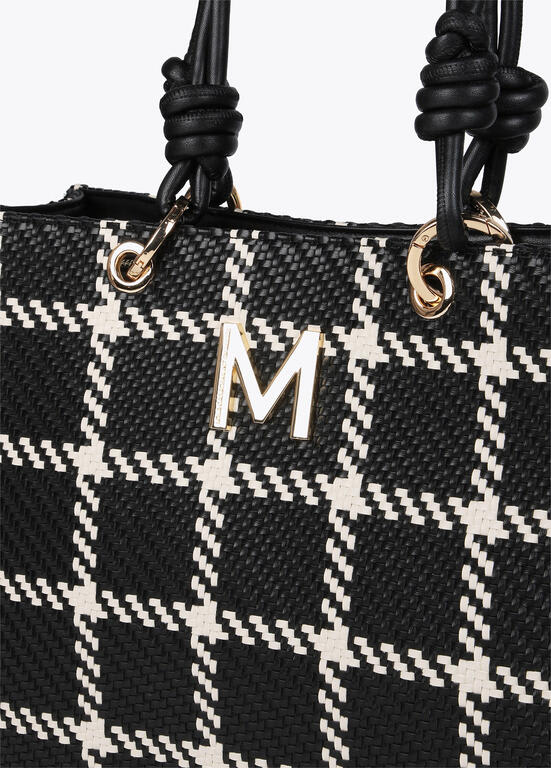 Cartera Lola Casademunt Shopper de cuadros con nudos en asa Negro
