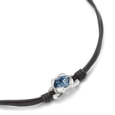 Collar Uno de 50 cuero con piedra azul al centro