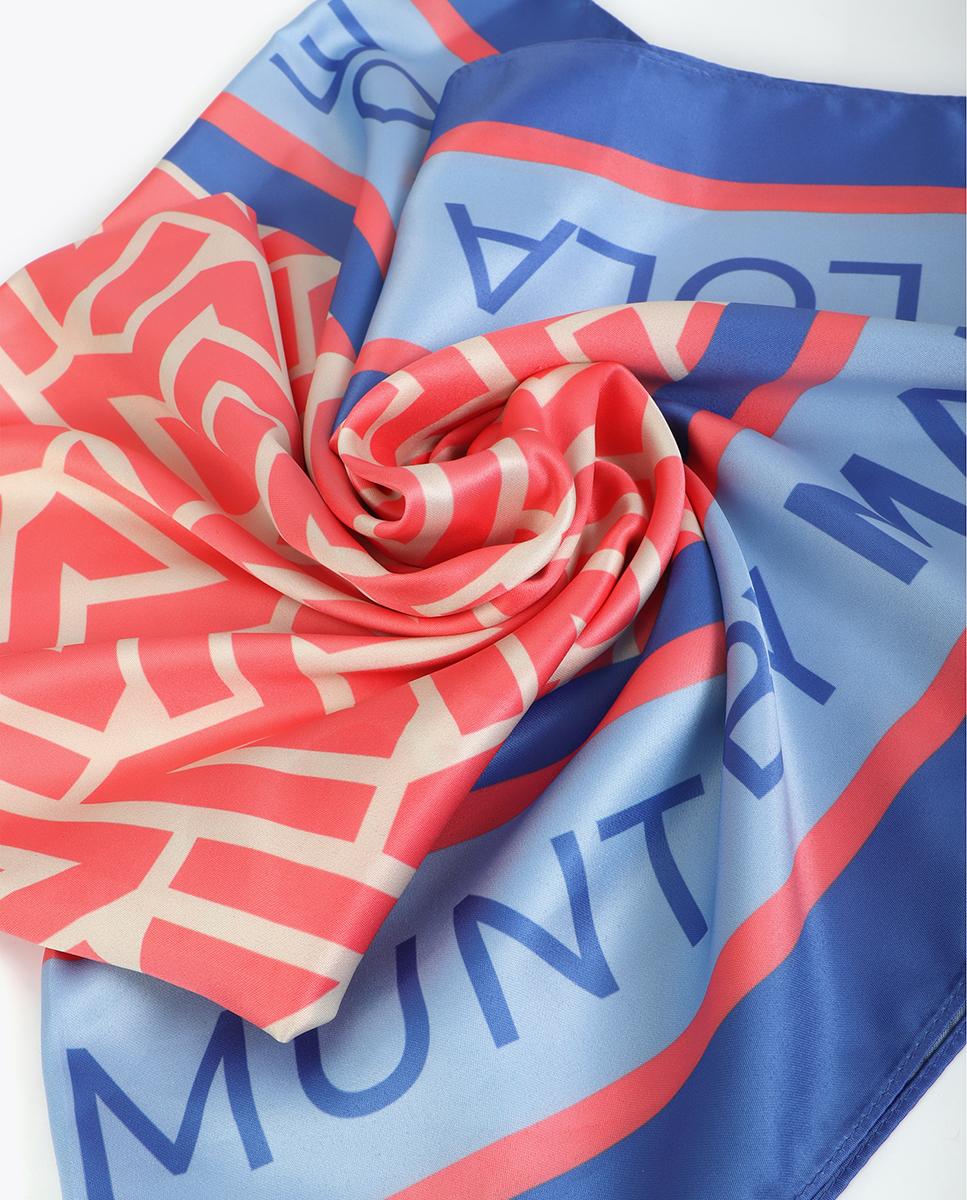 Pañuelo Lola Casademunt Satinado con Estampado Monograma Rojo Multicolor