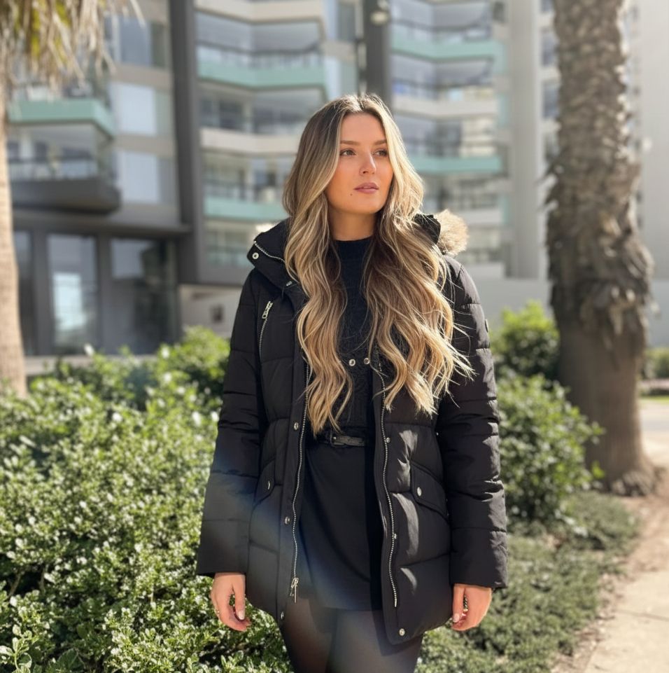 Parka Mujer Michael Kors Negro Gorro Peludo