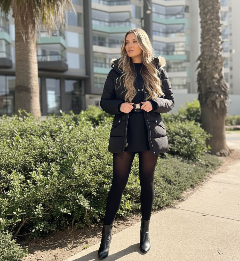 Parka Mujer Michael Kors Negro Gorro Peludo