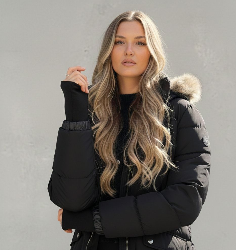 Parka Mujer Michael Kors Negro Gorro Peludo