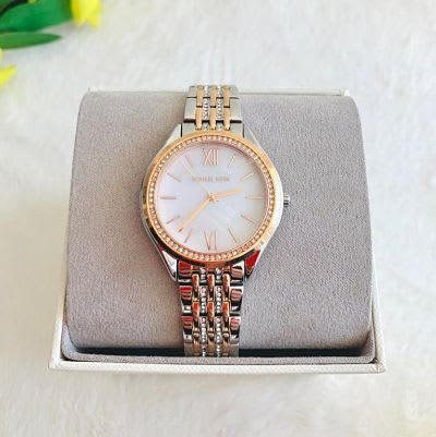 Reloj Mujer Michael Kors pequeño plateado con brillos rose gold