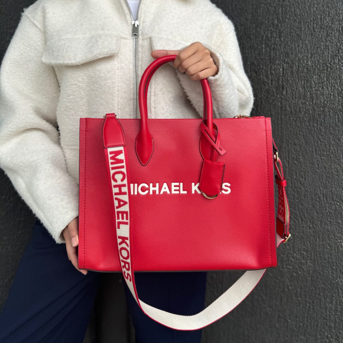 Cartera Michael Kors Tote Mirella Medium Cuero rojo