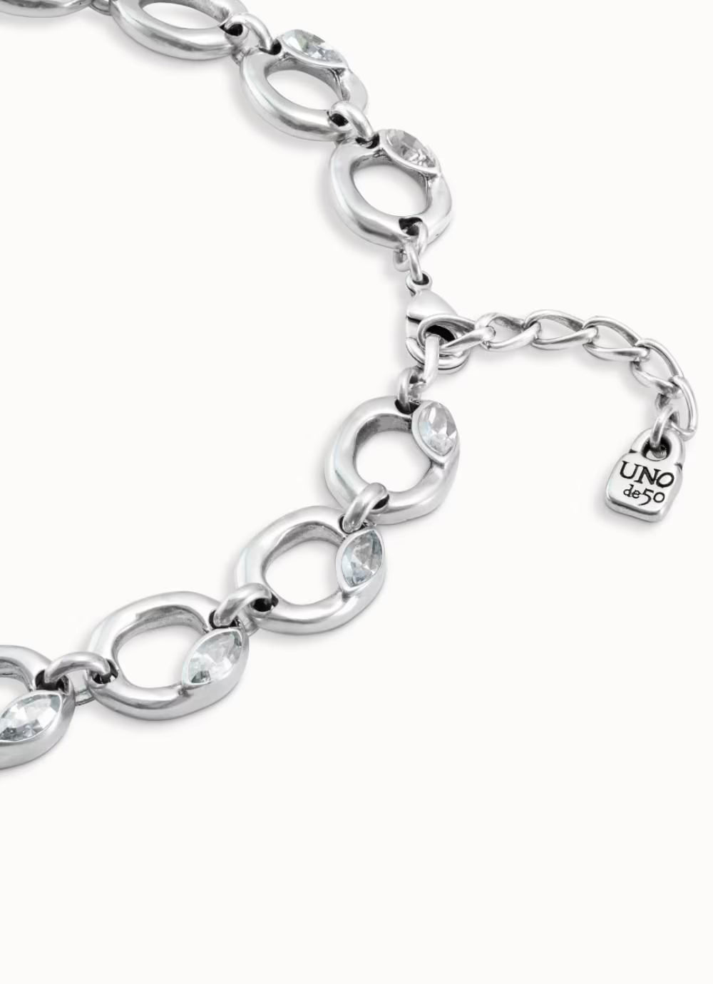 Collar Uno de 50 Details con ovalos redondos y cristal celeste